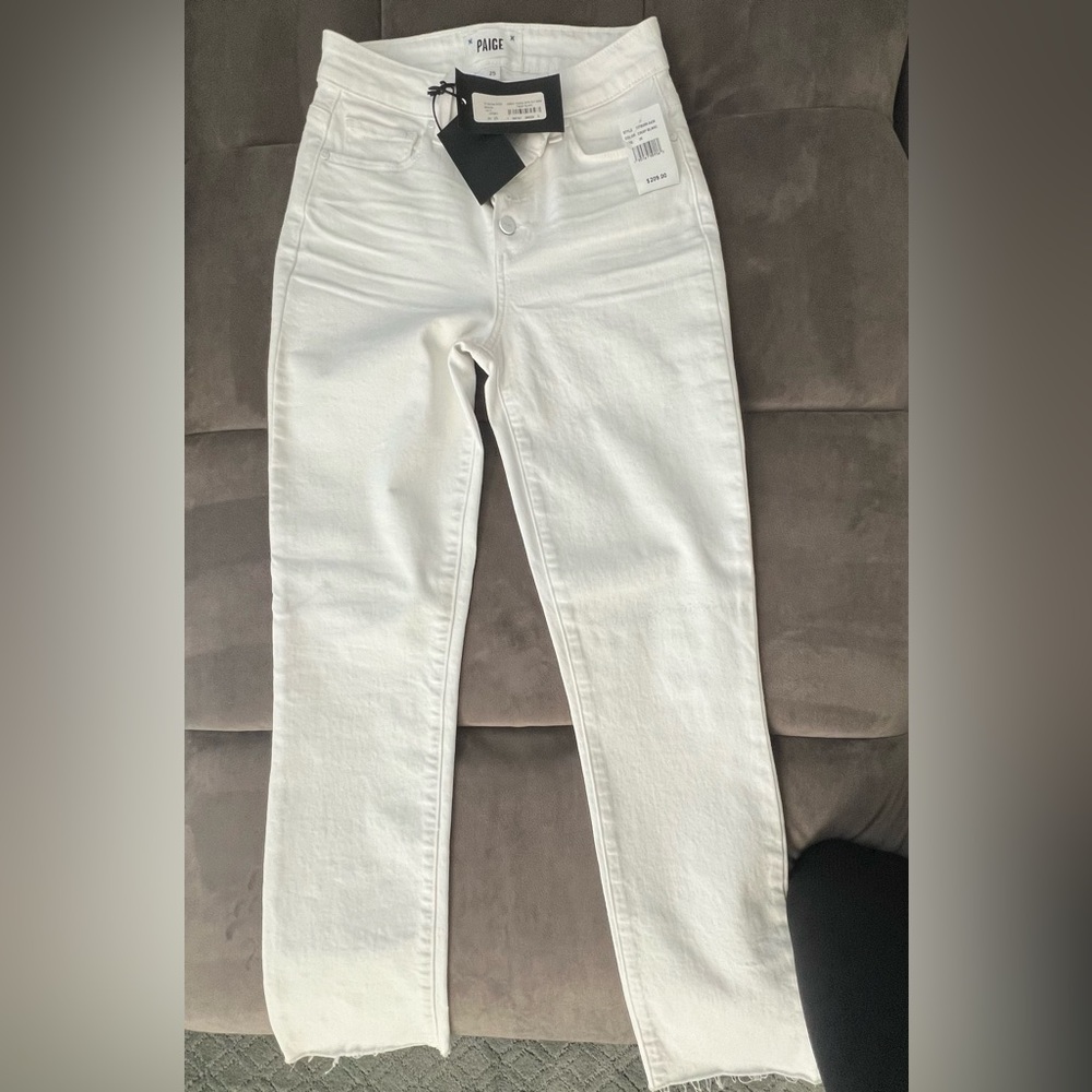 Paige Denim Cindy Exposed Button high rise straight leg